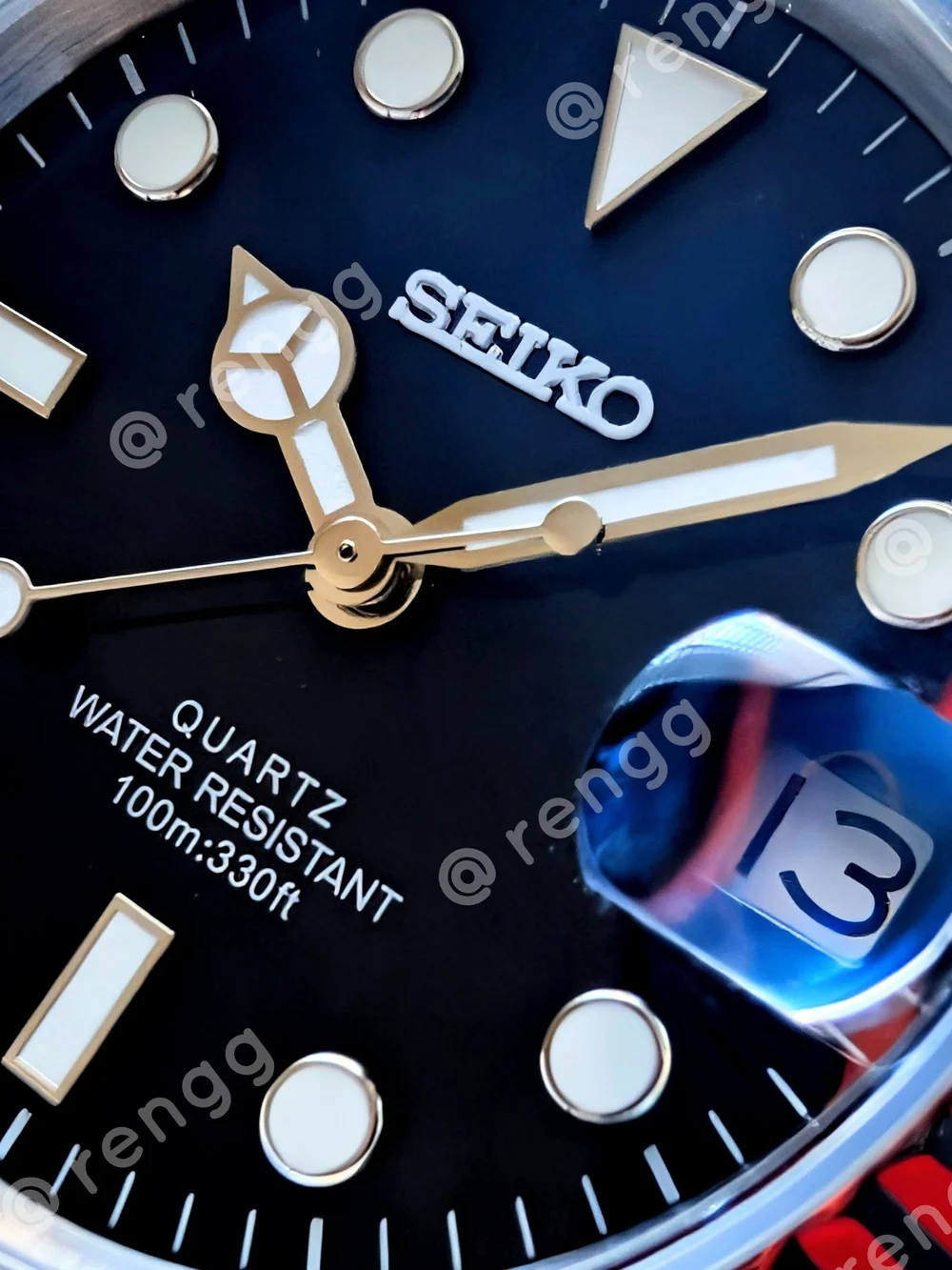36mm Fluted Seiko Black Blue Mod Dress Watch Sapphire